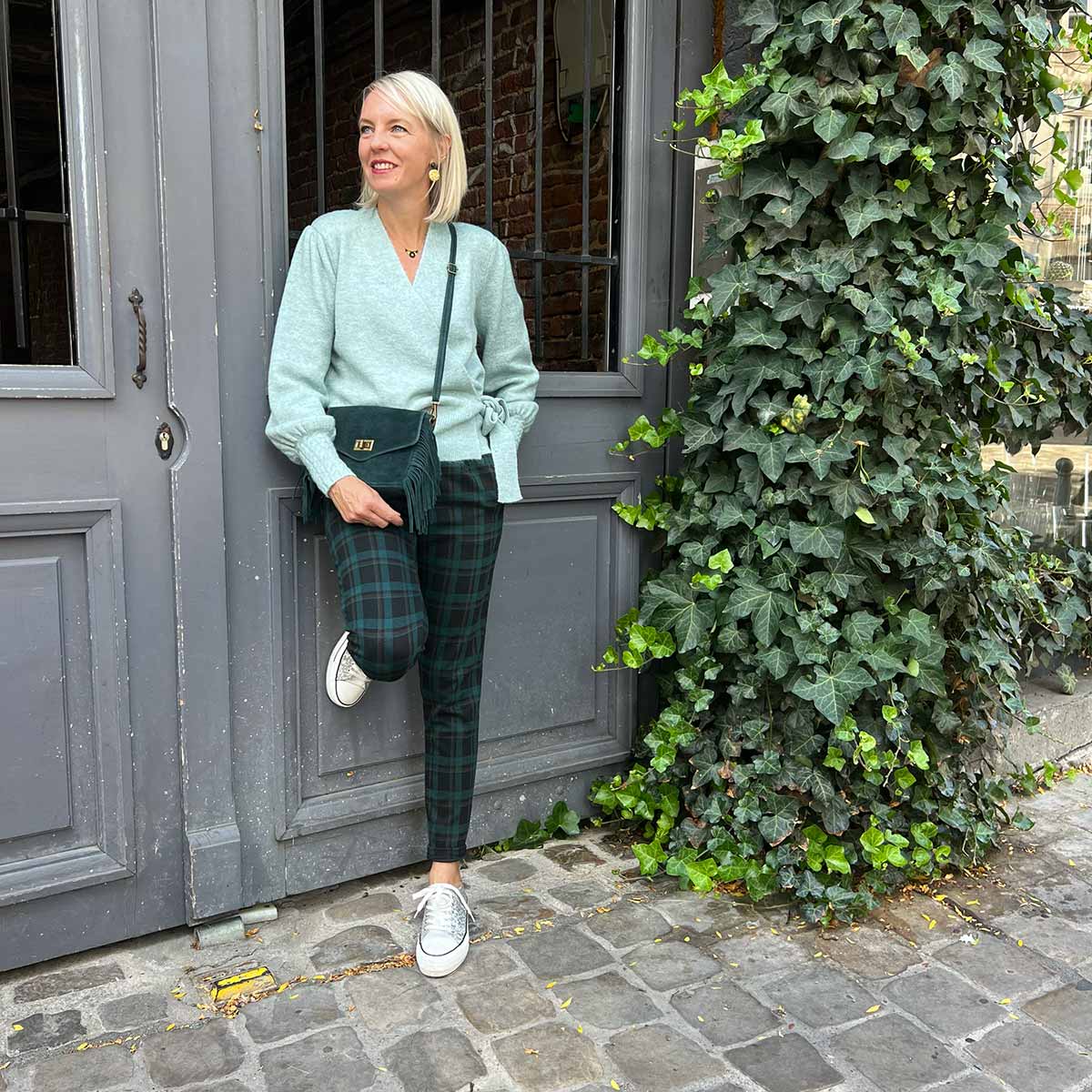 PANTALON KATE CARREAUX VERT