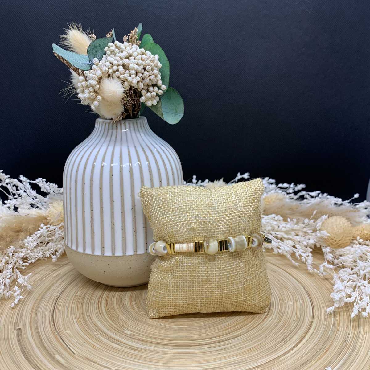 BRACELET PERLES BEIGE