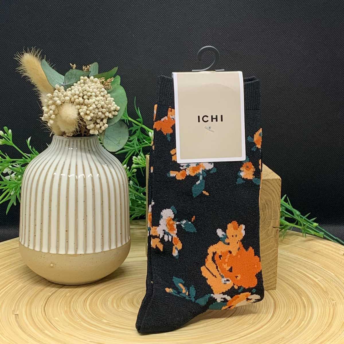 CHAUSSETTES NOIRES FLEURS