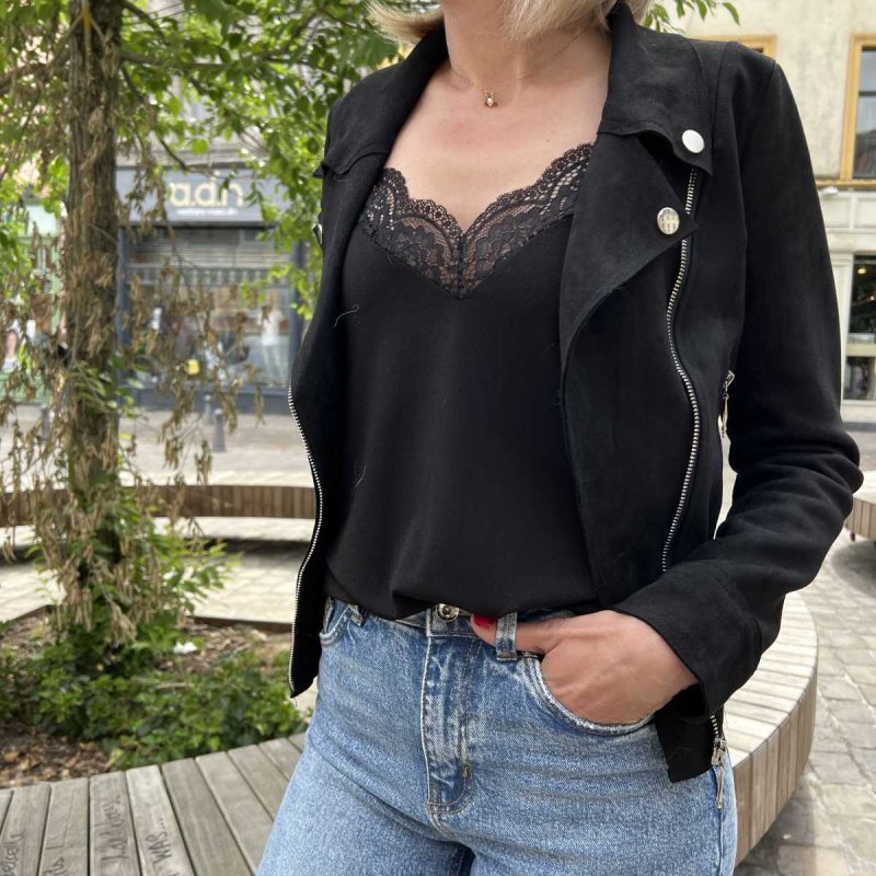 Top Caraco dentelle noir