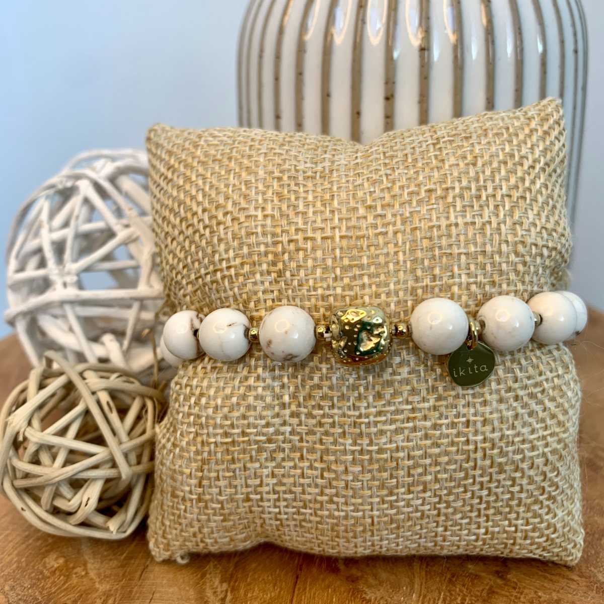 BRACELET PERLE MARBRE ECRU