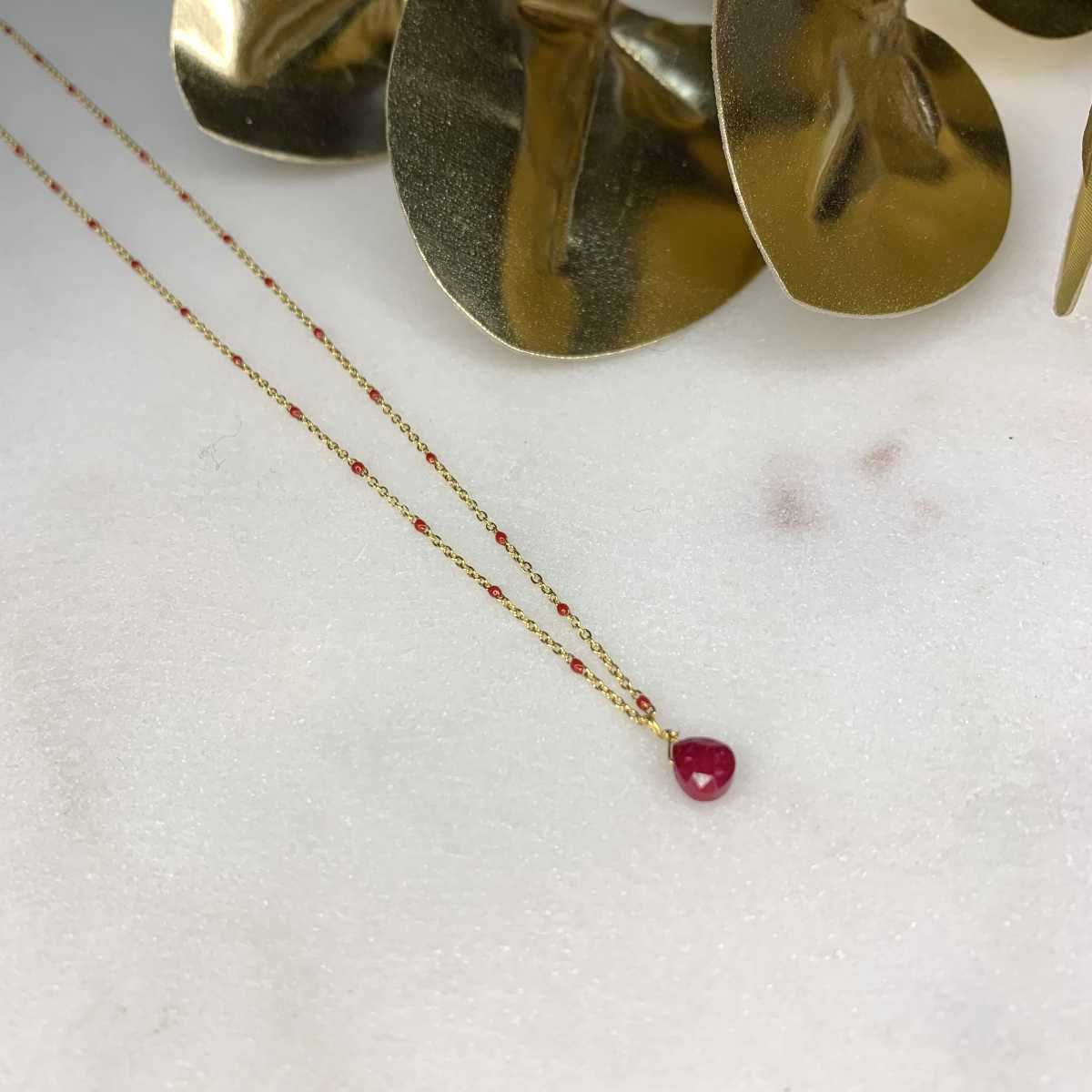 COLLIER PERLES ROUGES