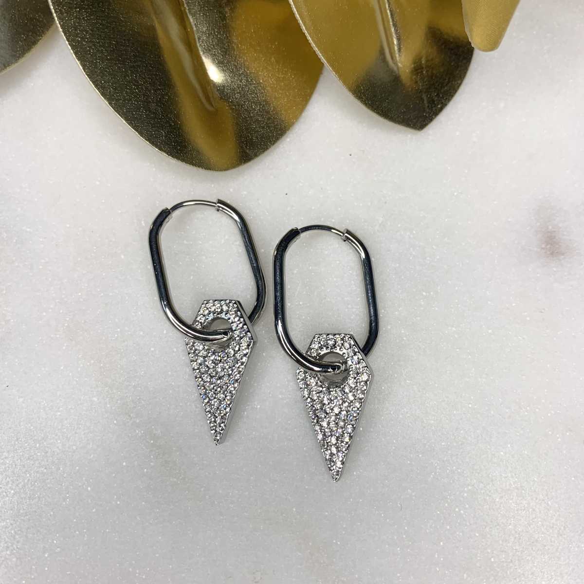 BOUCLES D OREILLES TRIANGLE ARGENTE