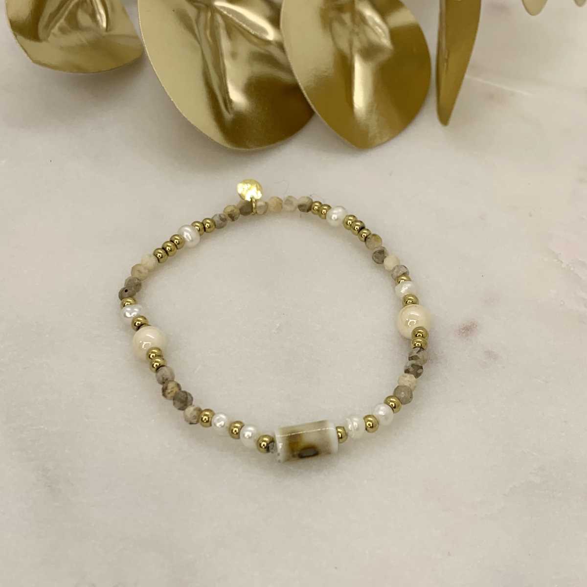 BRACELET PERLES BEIGES