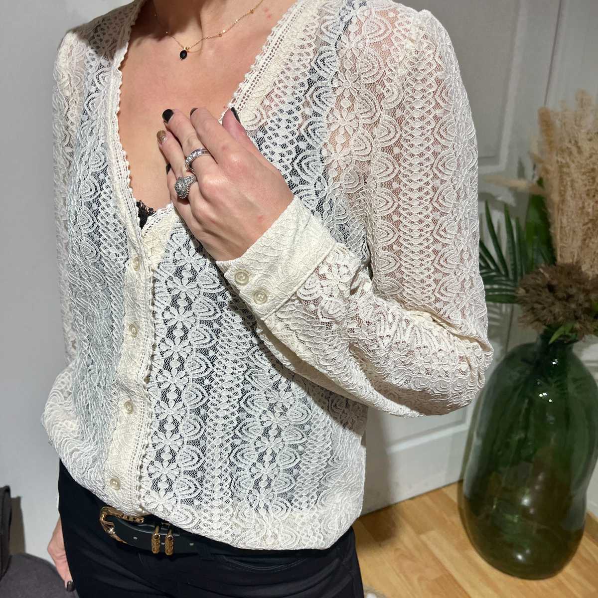 BLOUSE DENTELLE ECRUE