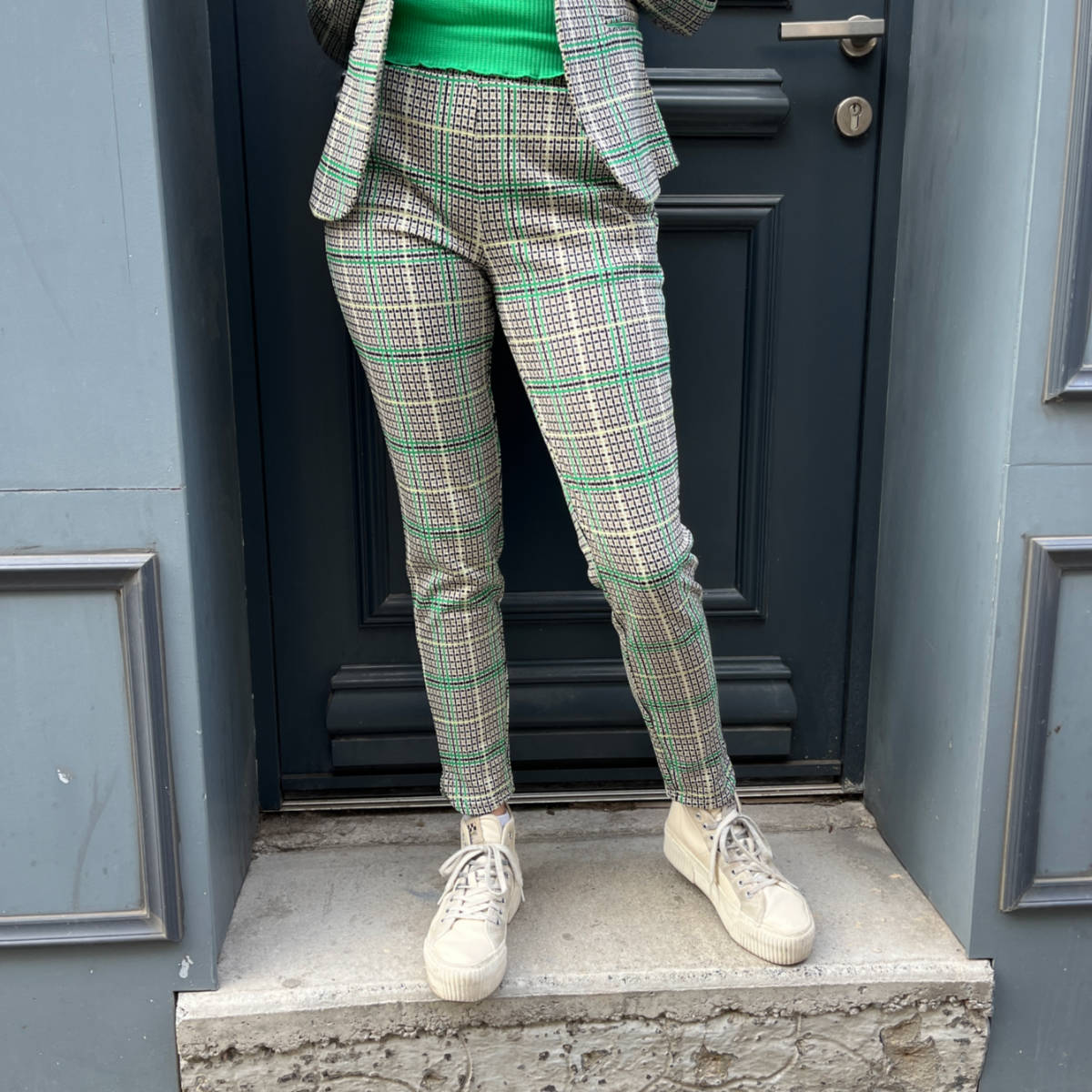 PANTALON CARREAUX VERTS
