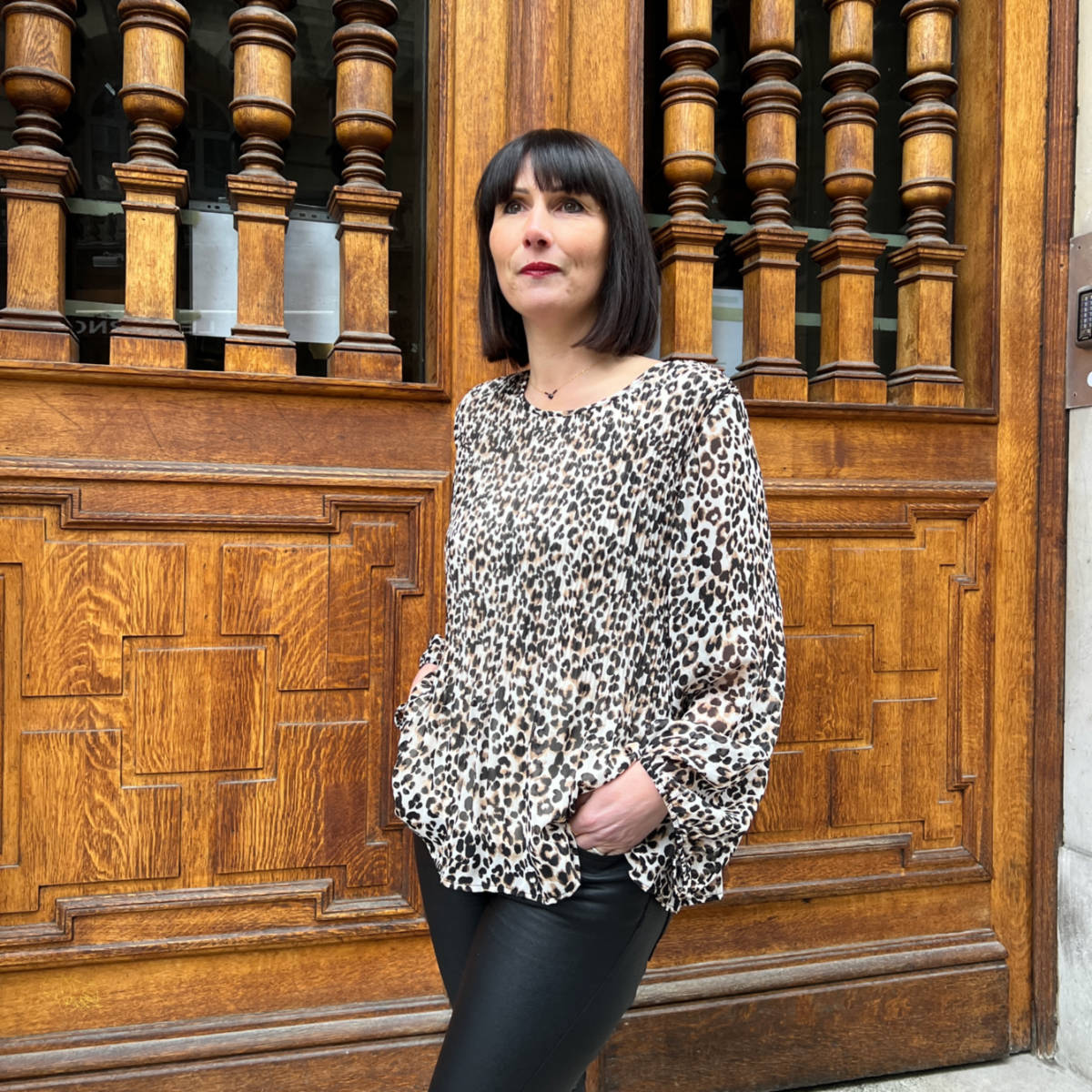 BLOUSE PLISSEE LEOPARD
