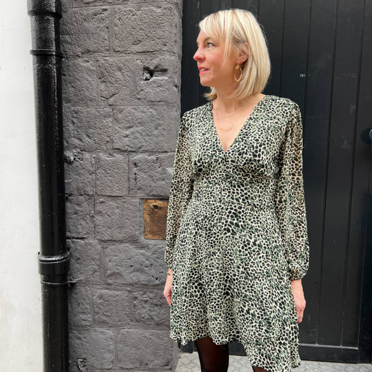 ROBE VERTE LEOPARD