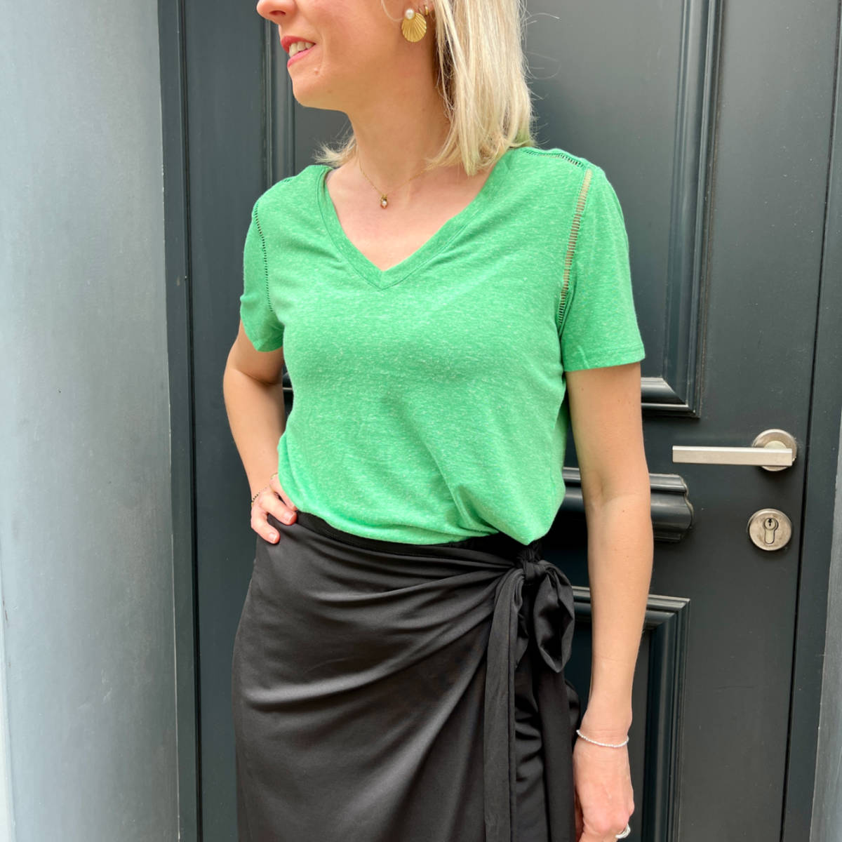 TEE SHIRT AJOURE VERT