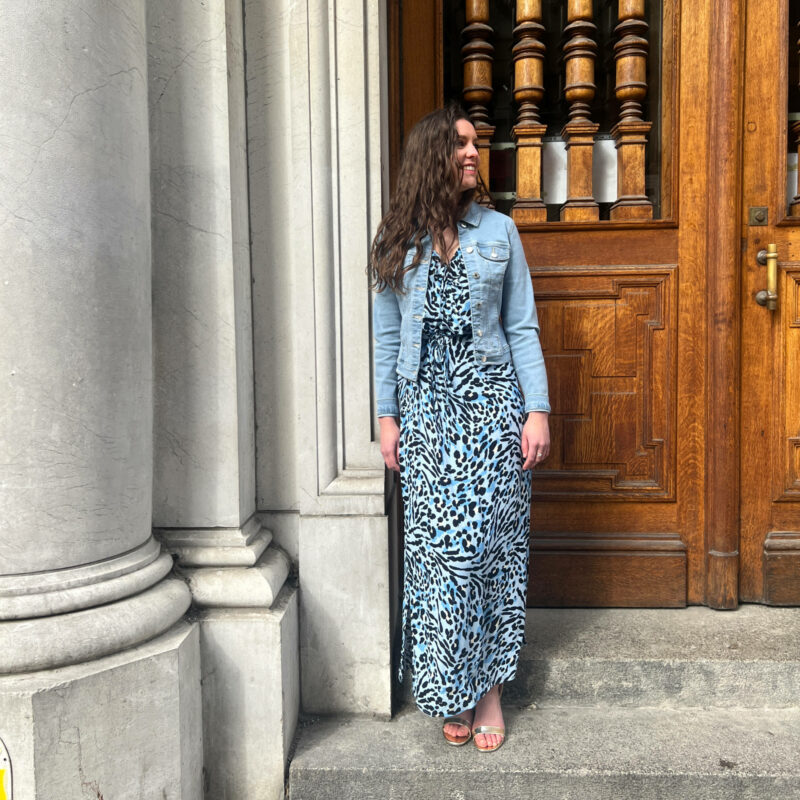 robe longue viscose leopard bleu