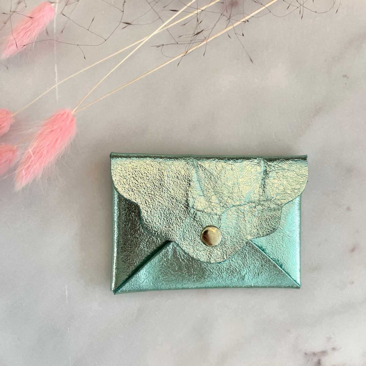 PORTE CARTE CUIR VERT