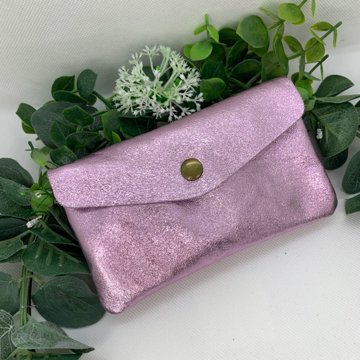 PORTEFEUILLE EN CUIR ROSE POUDRE