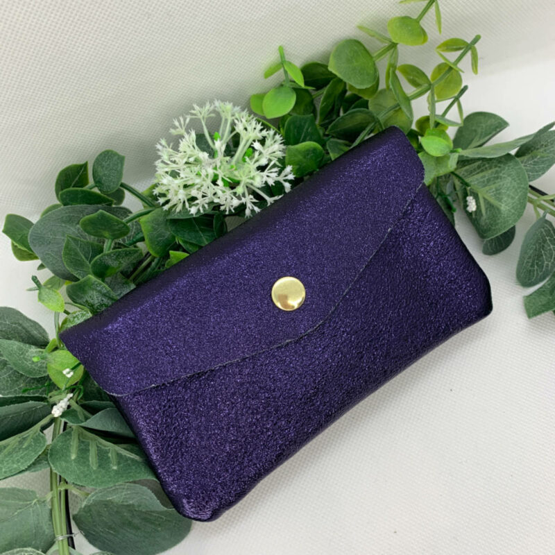 Porte feuille cuir violet