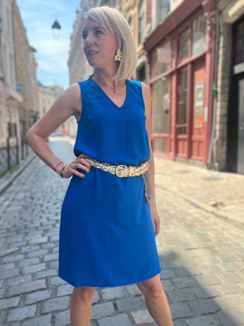 robe droite bleue