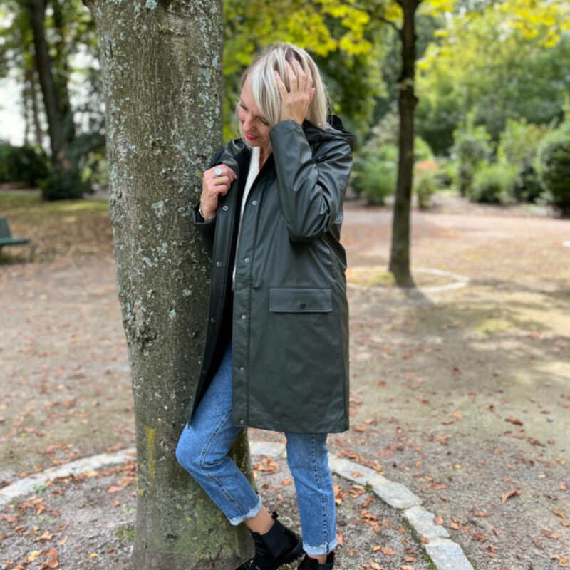 Parka fourrée kaki pour femme tendance.