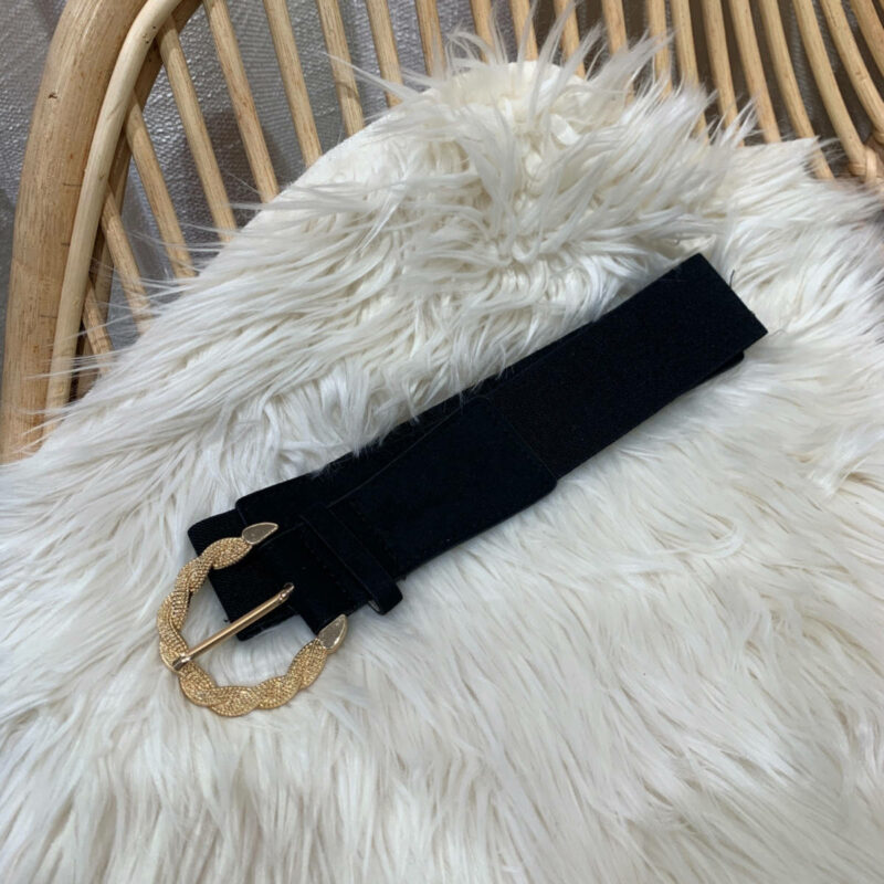 Ceinture élastique noire pour femme.