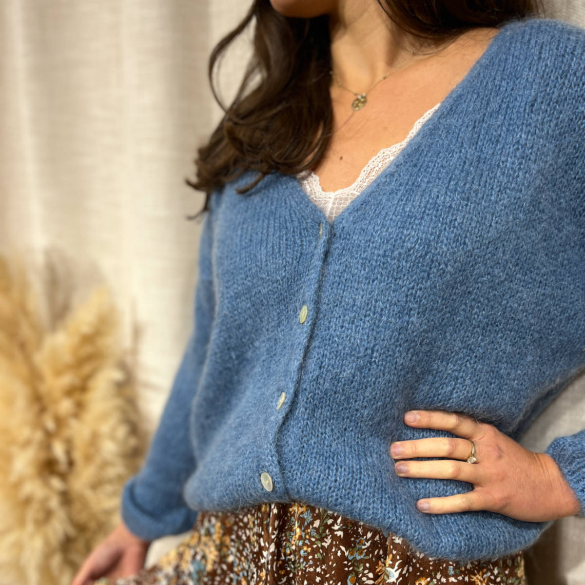 GILET MOHAIR BLEU JEAN