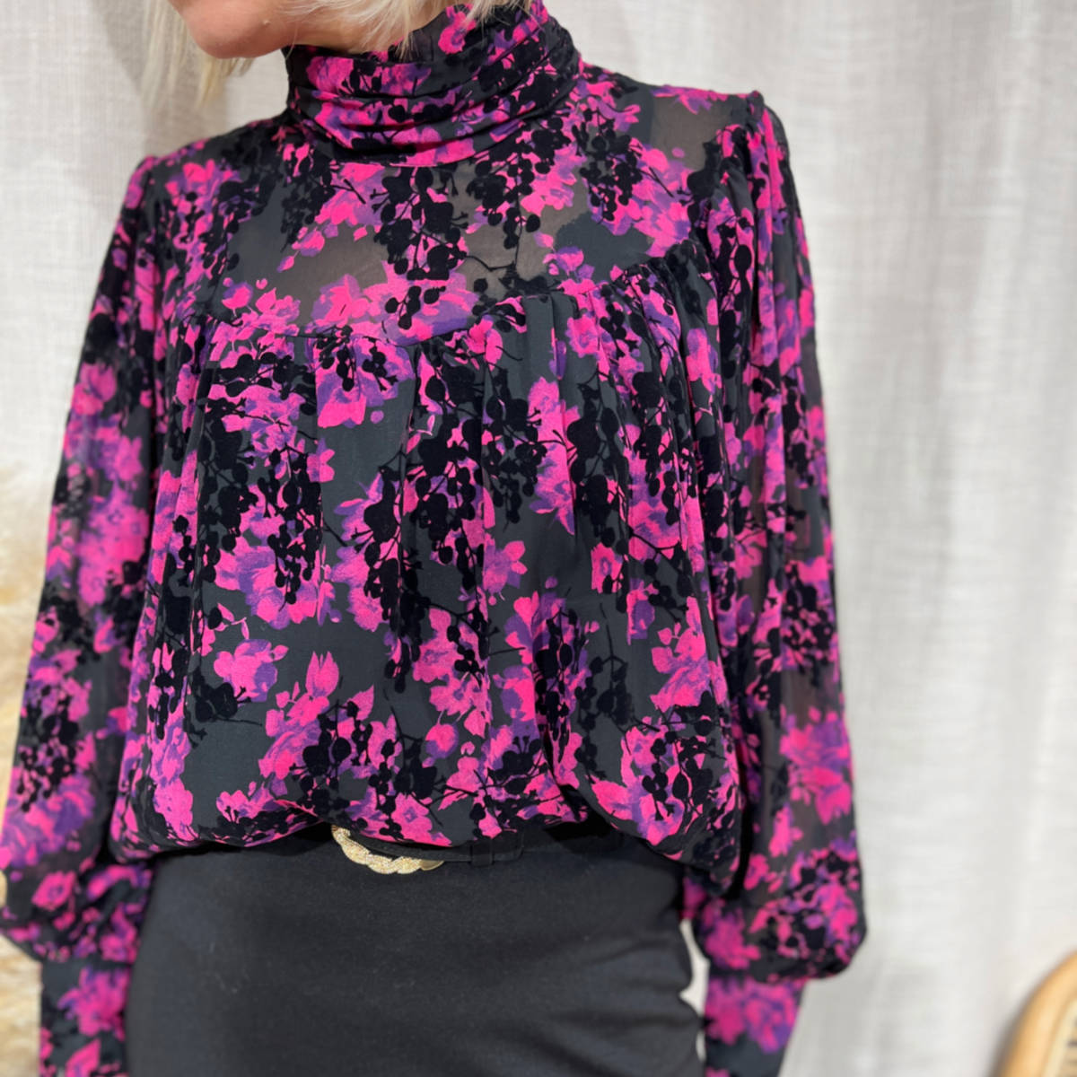 BLOUSE FLEURIE ROSE