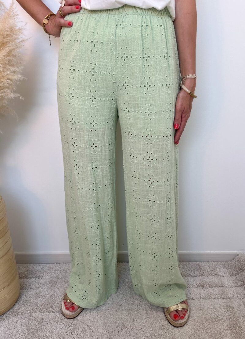 pantalon broderie vert 2