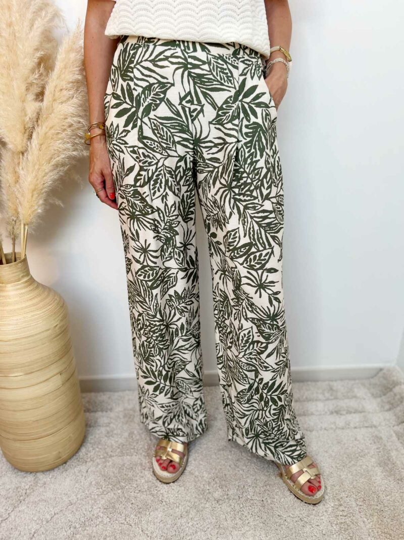 pantalon fluide feuillage vert 2