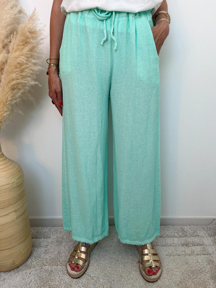 pantalon fluide turquoise 2