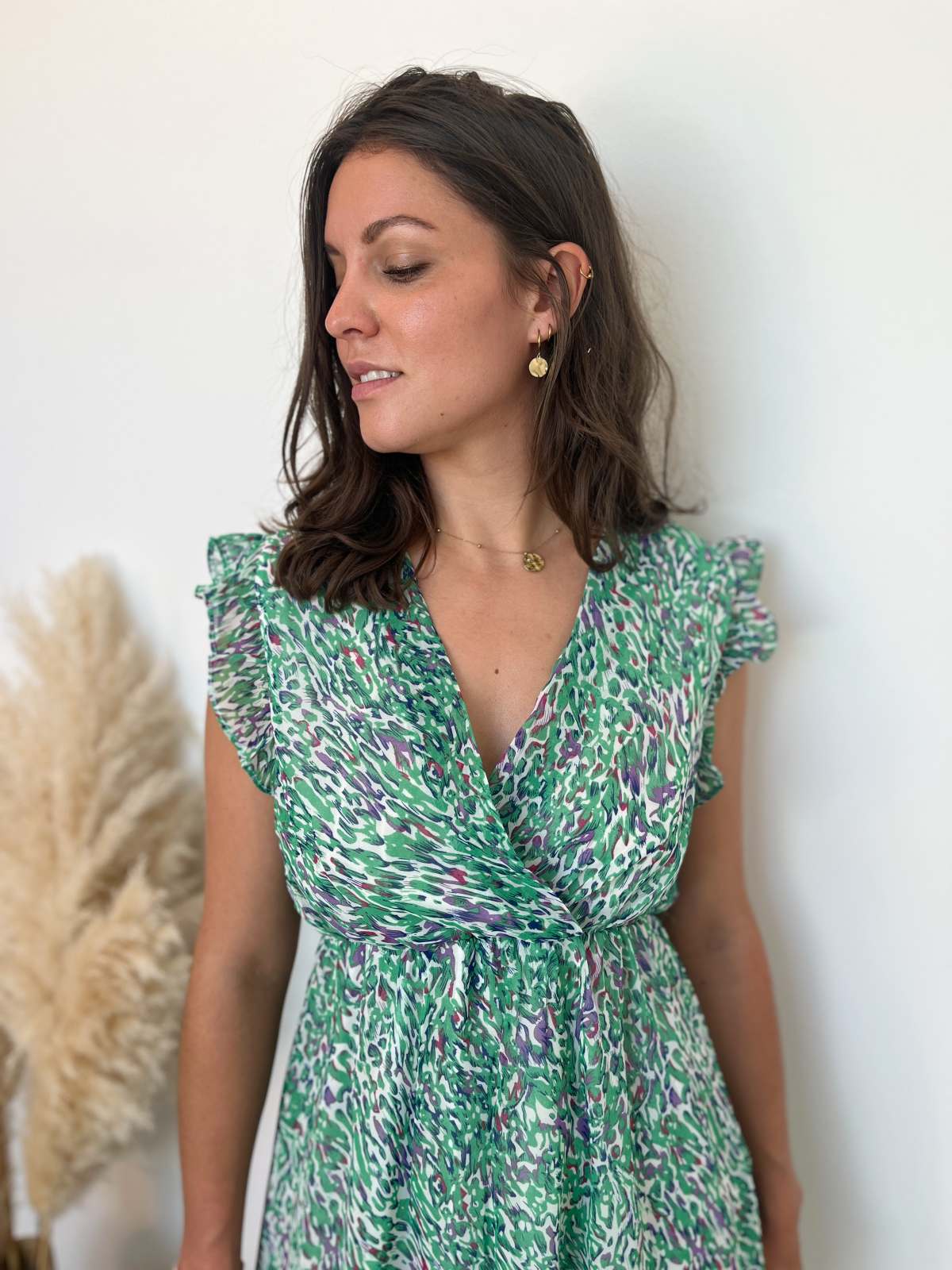 robe courte imprimé vert 2