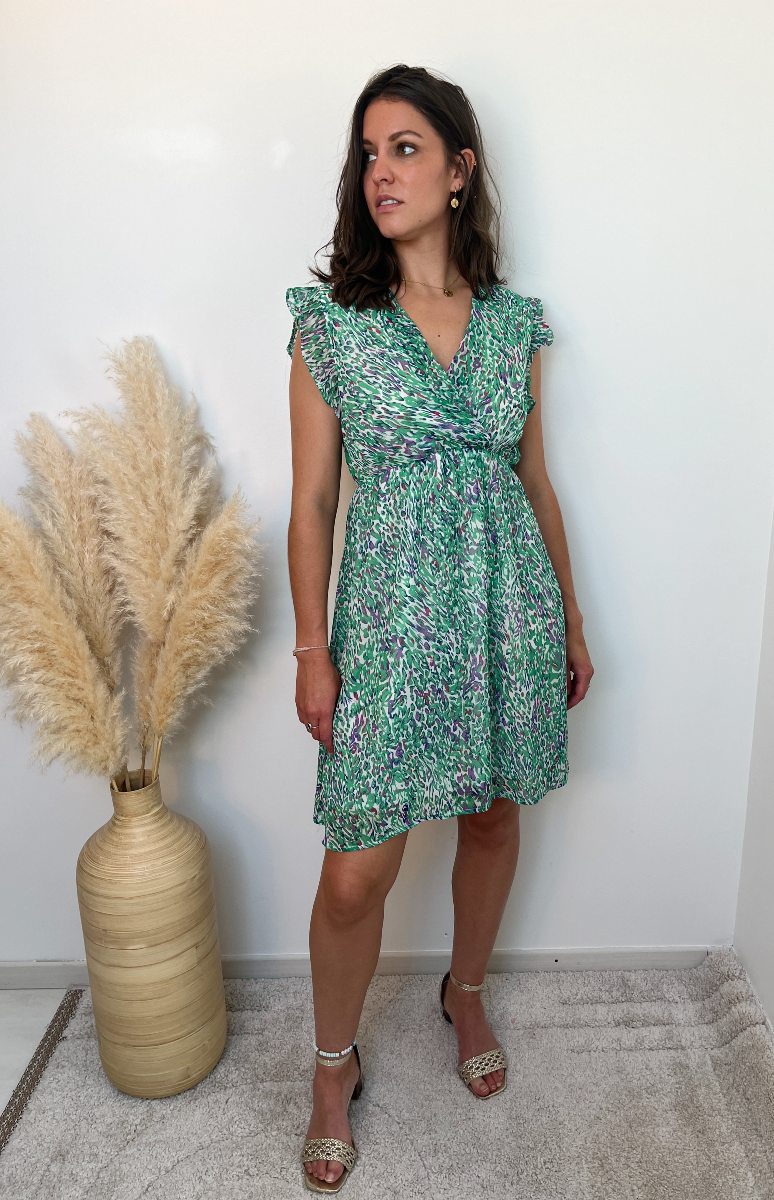 ROBE COURTE IMPRIME VERT