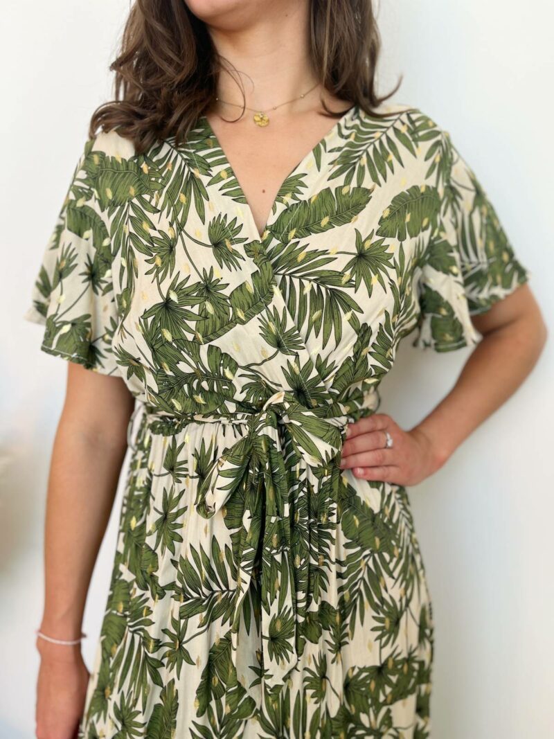 robe fluide feuillage vert 2