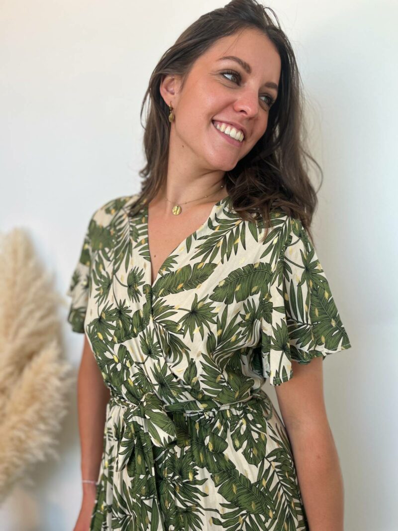 robe fluide feuillage vert 3