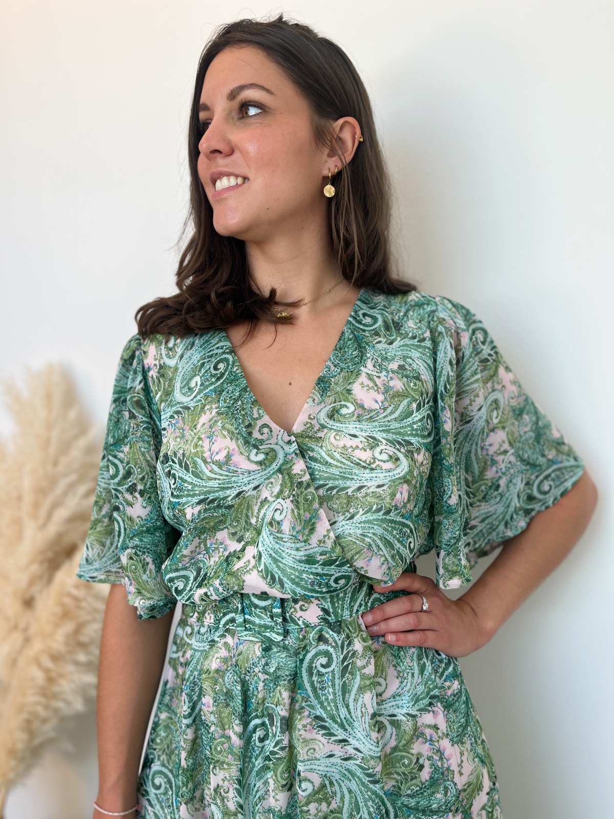 robe imprimé cachemire vert 2