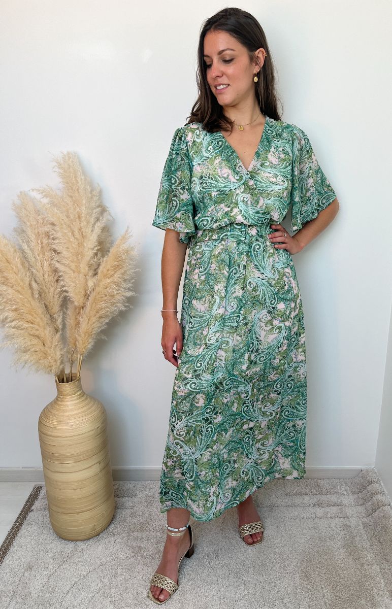 ROBE LONGUE CACHEMIRE VERT
