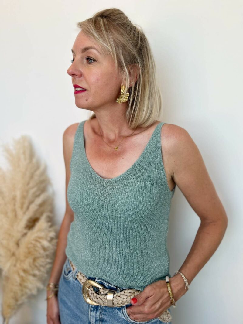 top lurex vert amande