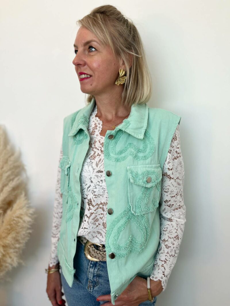 veste sans manches turquoise 3