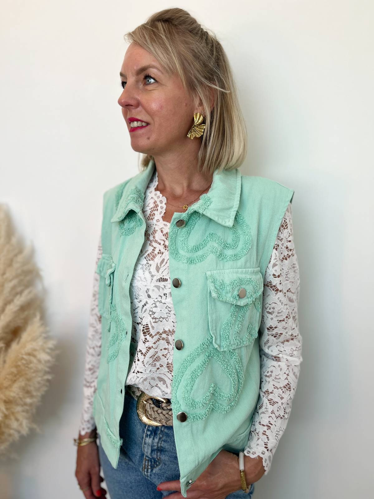 VESTE SANS MANCHES VERT D'EAU