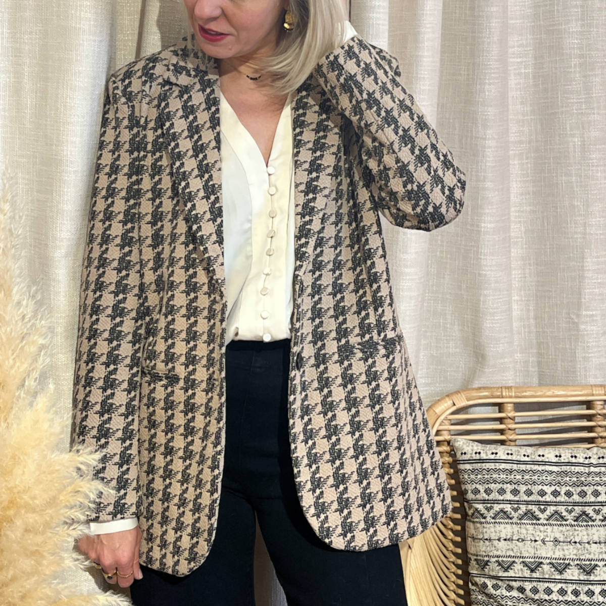 BLAZER OVERSIZE PIED DE POULE