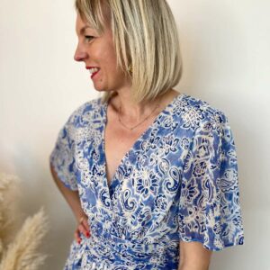 Robe fluide imprimé bleu 2