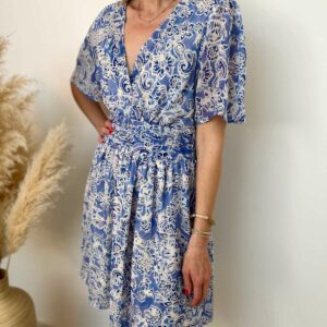 Robe fluide imprimé bleu 3