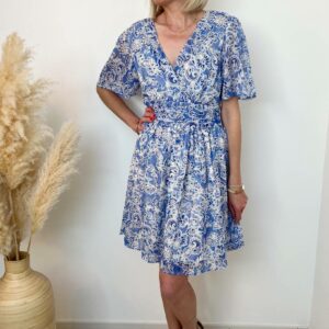 Robe fluide imprimé bleu