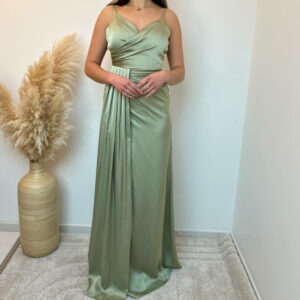robe longue drapée vert sauge