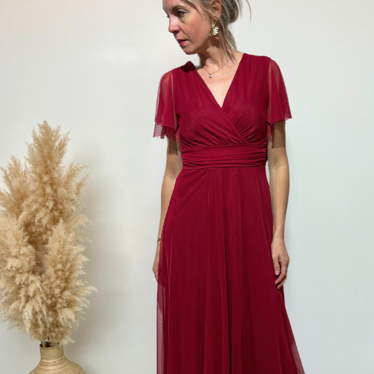 ROBE VOILE BORDEAUX