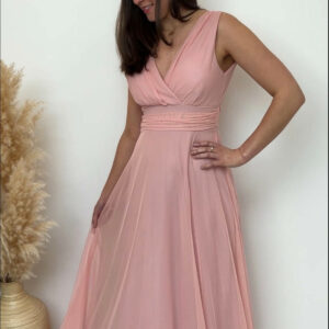 robe col V rose