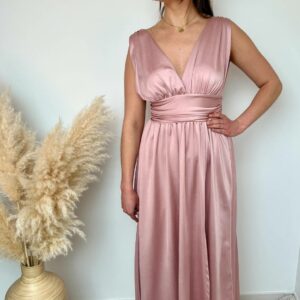 Robe longue rose
