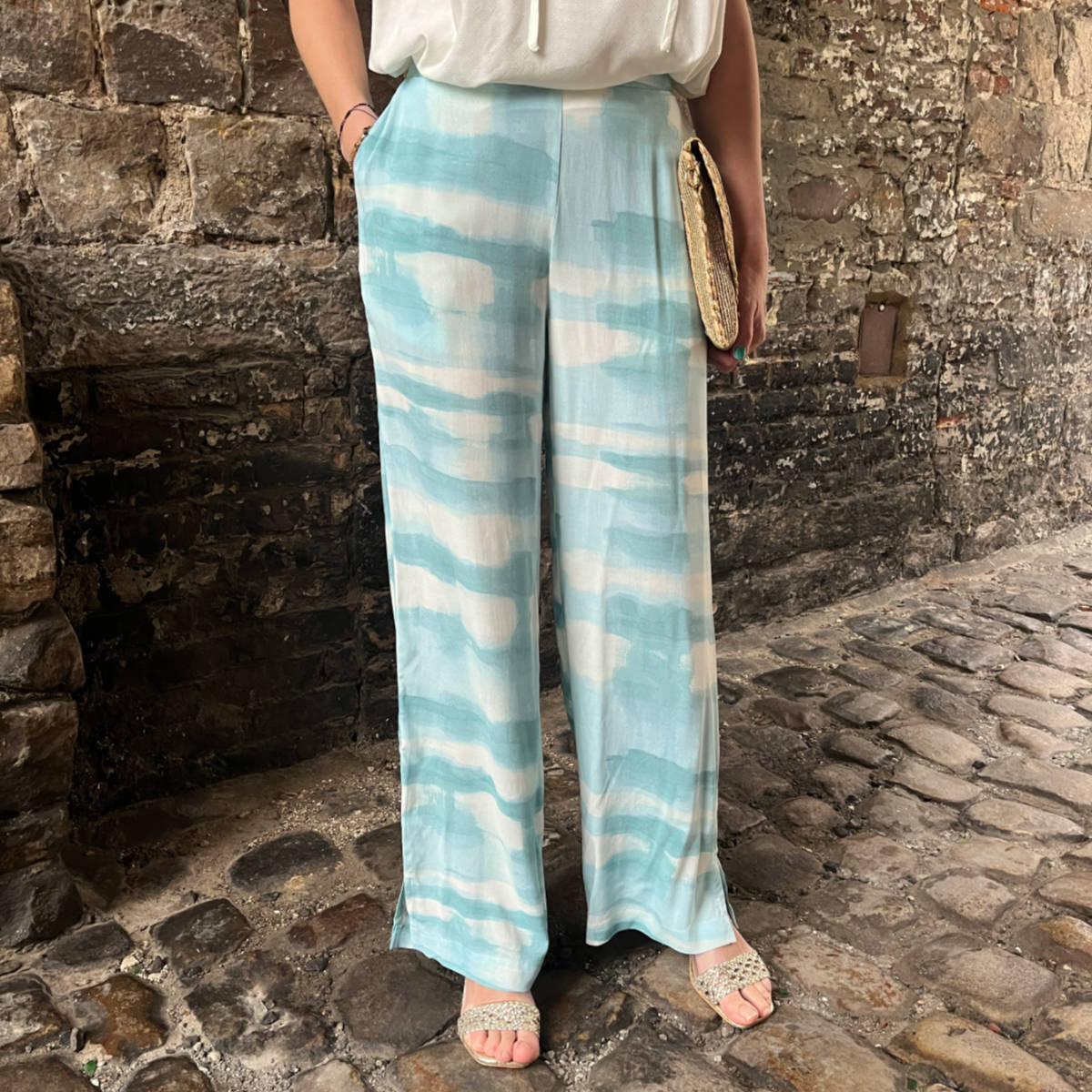 PANTALON FLUIDE TURQUOISE