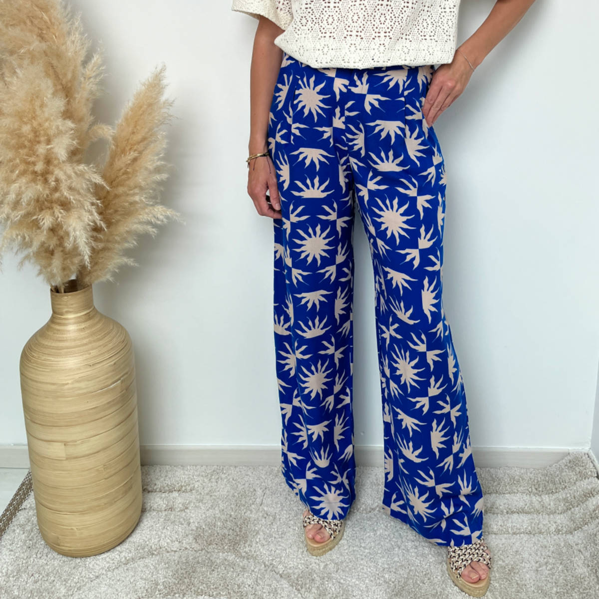 PANTALON FLUIDE IMPRIME BLEU