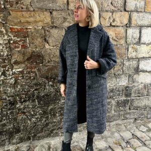 LONG MANTEAU A CARREAUX