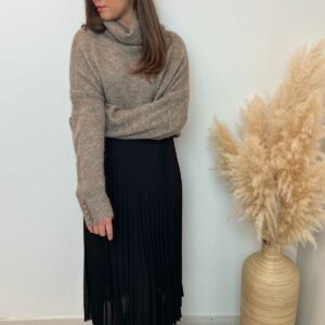 PULL COL ROULE TAUPE