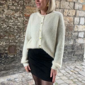 GILET ECRU BOUTONS DORES