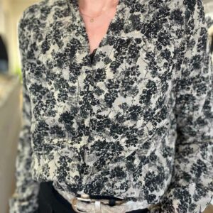blouse fleurie kaki noir 2