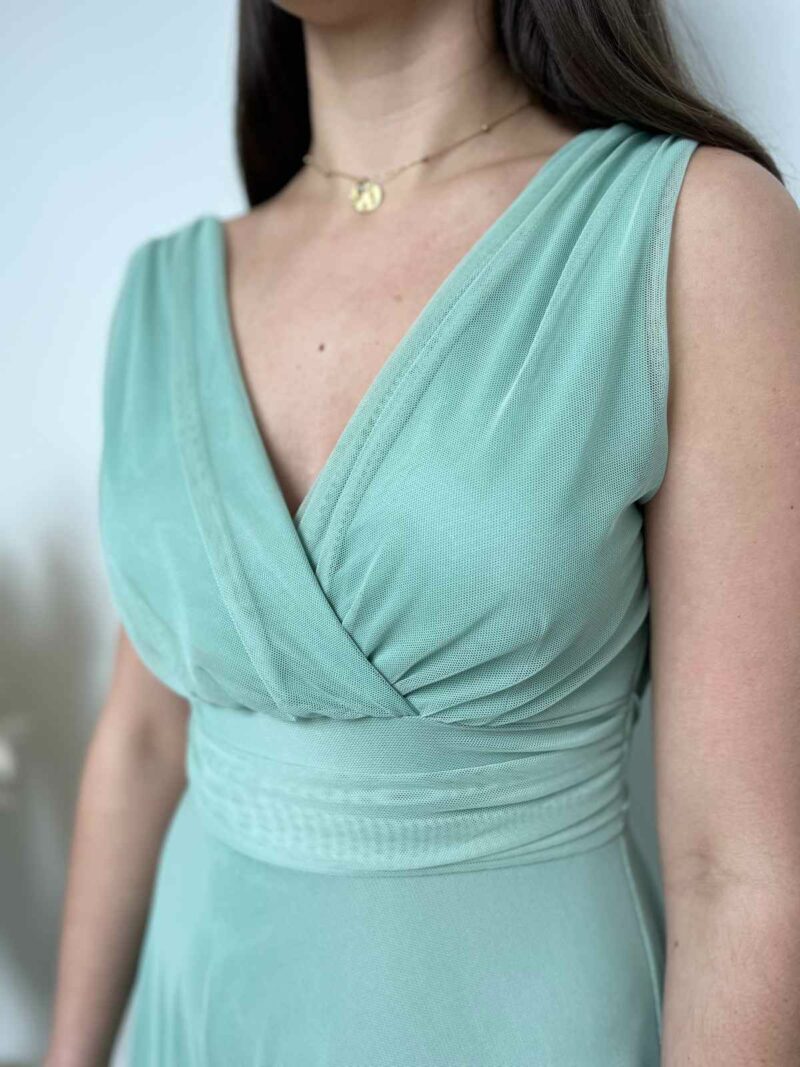 Robe col V vert d'eau 2