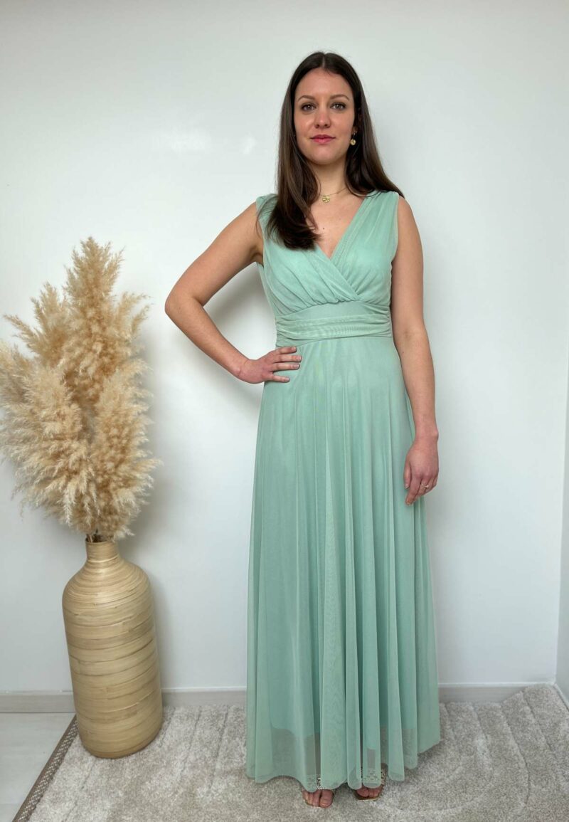 Robe col V vert d'eau